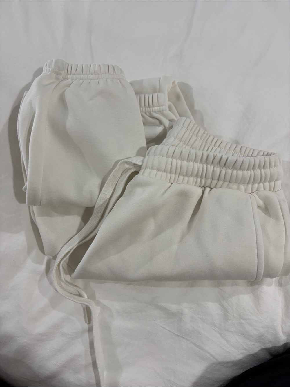 Fabletics Cream Drawstring Joggers with Elastic Waist